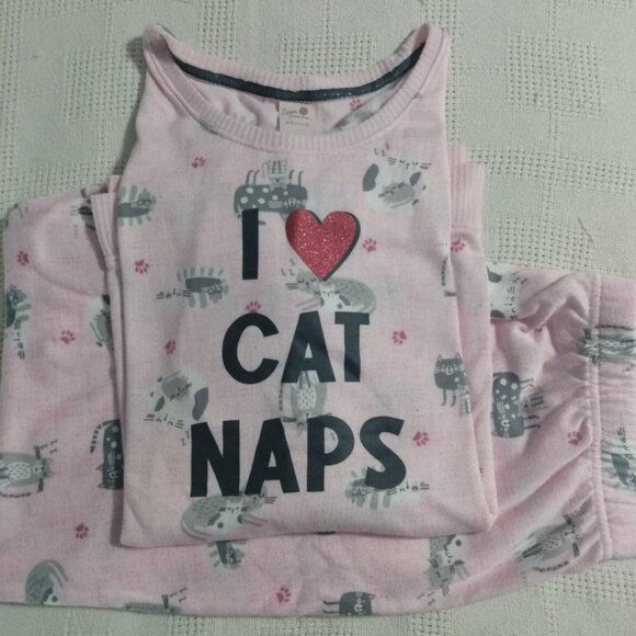 Pink I Love Cat Naps pajama set - Picture 1 of 6